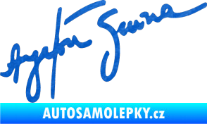 Samolepka Podpis Ayrton Senna 3D karbon modrý