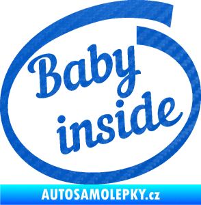 Samolepka Baby inside dítě v autě nápis 3D karbon modrý