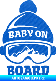 Samolepka Baby on board 012 levá na horách 3D karbon modrý