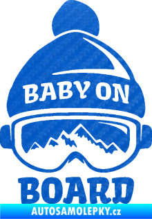 Samolepka Baby on board 012 pravá na horách 3D karbon modrý