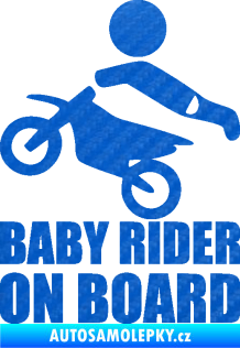 Samolepka Baby rider on board levá 3D karbon modrý