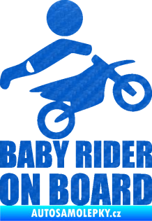 Samolepka Baby rider on board pravá 3D karbon modrý