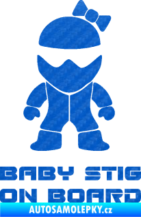 Samolepka Baby stig on board girl 3D karbon modrý