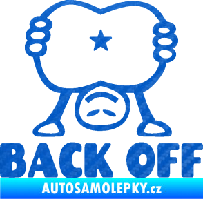 Samolepka Back off panáček 3D karbon modrý
