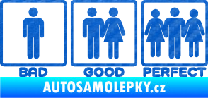 Samolepka Bad good perfect 002 nápis 3D karbon modrý