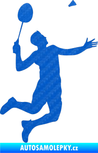 Samolepka Badminton 001 pravá 3D karbon modrý