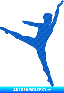 Samolepka Balet tanečník 001 pravá 3D karbon modrý