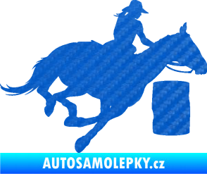 Samolepka Barrel racing 001 pravá cowgirl rodeo 3D karbon modrý