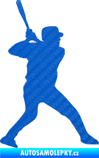 Samolepka Baseball 003 pravá 3D karbon modrý