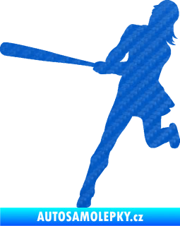 Samolepka Baseball 020 levá hráčka 3D karbon modrý