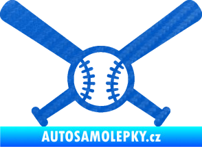 Samolepka Baseball míček a pálky 3D karbon modrý