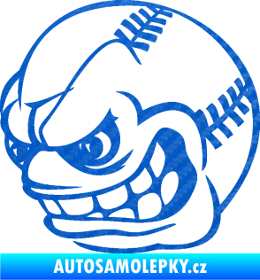 Samolepka Baseballový míček 001 levá s obličejem 3D karbon modrý