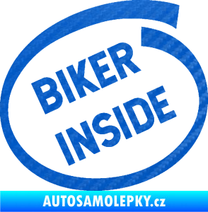 Samolepka Biker inside 005 nápis 3D karbon modrý