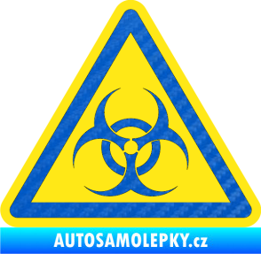 Samolepka Biohazard barevný trojúhelník 3D karbon modrý