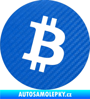 Samolepka Bitcoin 001 3D karbon modrý