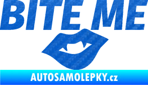 Samolepka Bite me  3D karbon modrý
