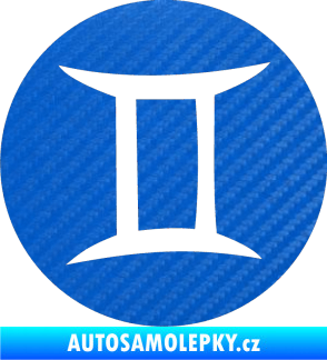 Samolepka Blíženci 001 - horoskop 3D karbon modrý