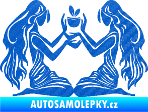 Samolepka Blíženci 005  3D karbon modrý