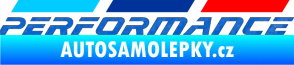 Samolepka BMW M Performance nad sebou 3D karbon modrý