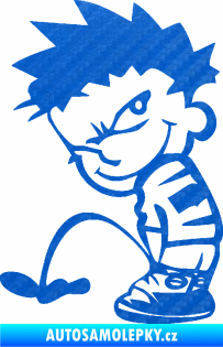 Samolepka Boy čůrá 005 levá 3D karbon modrý