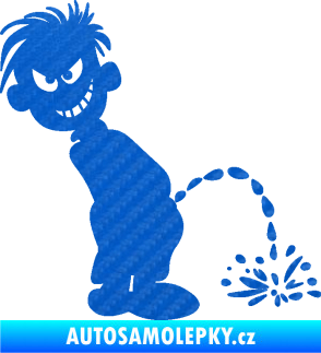 Samolepka Boy čůrá 007 pravá 3D karbon modrý