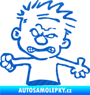 Samolepka Boy rozzlobenej levá 3D karbon modrý