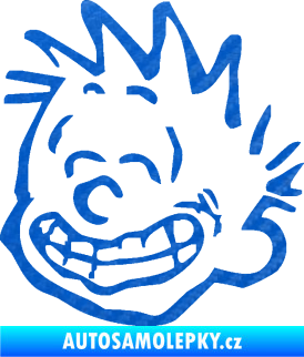 Samolepka Boy s úsměvem levá 3D karbon modrý