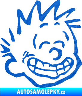 Samolepka Boy s úsměvem pravá 3D karbon modrý