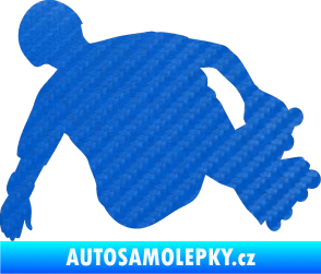 Samolepka Bruslař 001 pravá 3D karbon modrý