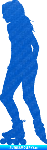 Samolepka Bruslařka 001 levá 3D karbon modrý
