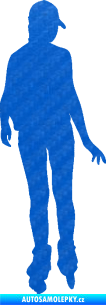 Samolepka Bruslařka 002 pravá 3D karbon modrý