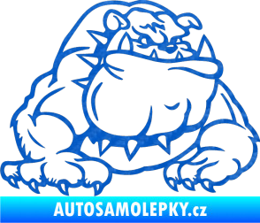 Samolepka Buldog 001 pravá pes 3D karbon modrý