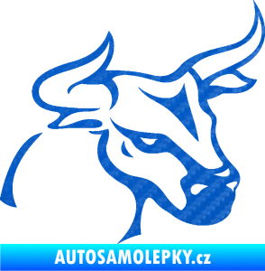 Samolepka Býk 005 pravá 3D karbon modrý