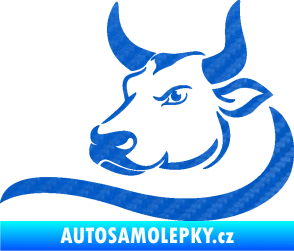 Samolepka Býk 008 levá 3D karbon modrý