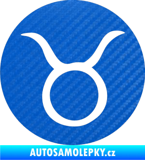 Samolepka Býk zvěrokruh 001 - horoskop 3D karbon modrý
