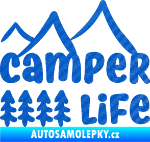 Samolepka Camper life 001 horská turistika 3D karbon modrý