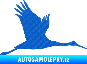 Samolepka Čáp 002 pravá 3D karbon modrý