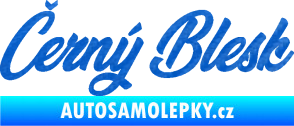 Samolepka Černý blesk nápis 3D karbon modrý