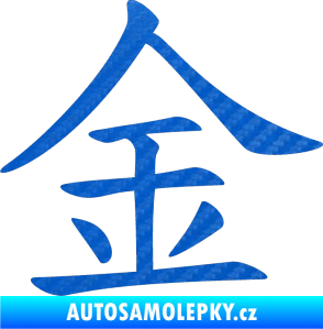 Samolepka Čínský znak Gold 3D karbon modrý