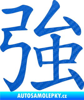 Samolepka Čínský znak Strong 3D karbon modrý