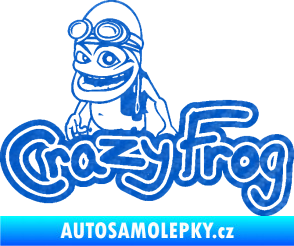 Samolepka Crazy frog 002 žabák 3D karbon modrý