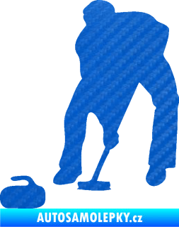 Samolepka Curling 001 levá 3D karbon modrý