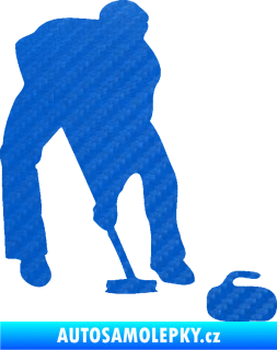 Samolepka Curling 001 pravá 3D karbon modrý
