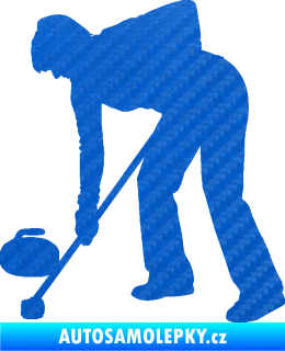 Samolepka Curling 002 levá 3D karbon modrý