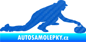 Samolepka Curling 004 pravá 3D karbon modrý