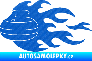 Samolepka Curling 005 levá kámen 3D karbon modrý