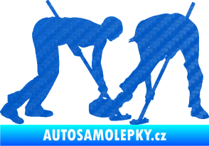 Samolepka Curling team 002 pravá 3D karbon modrý