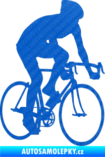 Samolepka Cyklista 001 pravá 3D karbon modrý