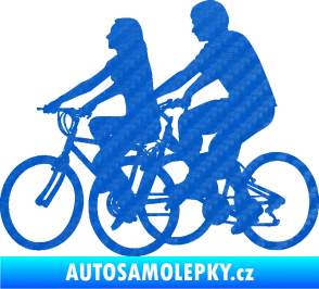 Samolepka Cyklisté 001 levá pár 3D karbon modrý