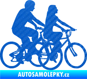 Samolepka Cyklisté 001 pravá pár 3D karbon modrý